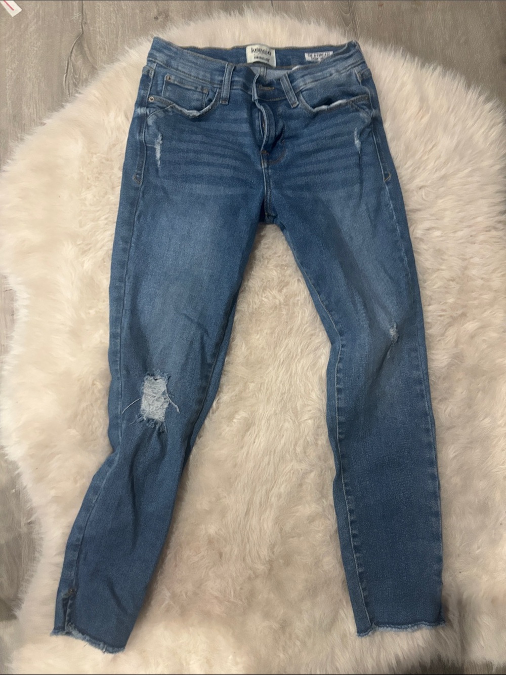 Kendall & Kylie Medium Blue Distressed Skinny Jeans